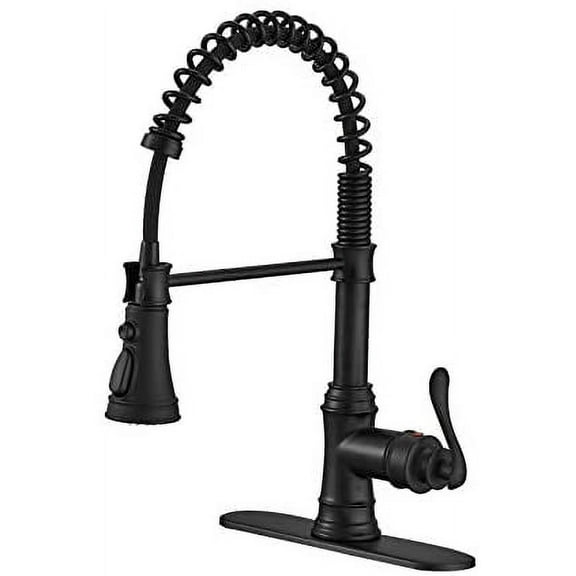 BWE Matte Black High Arc Single Handle Kitchen Sink Faucet