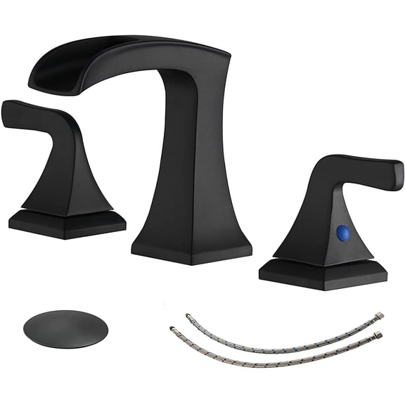 BWE Matte Black Single Hole Bathroom Faucet With Pop Up Drain - Solid Brass, Single Lever, Includes Supply Lines