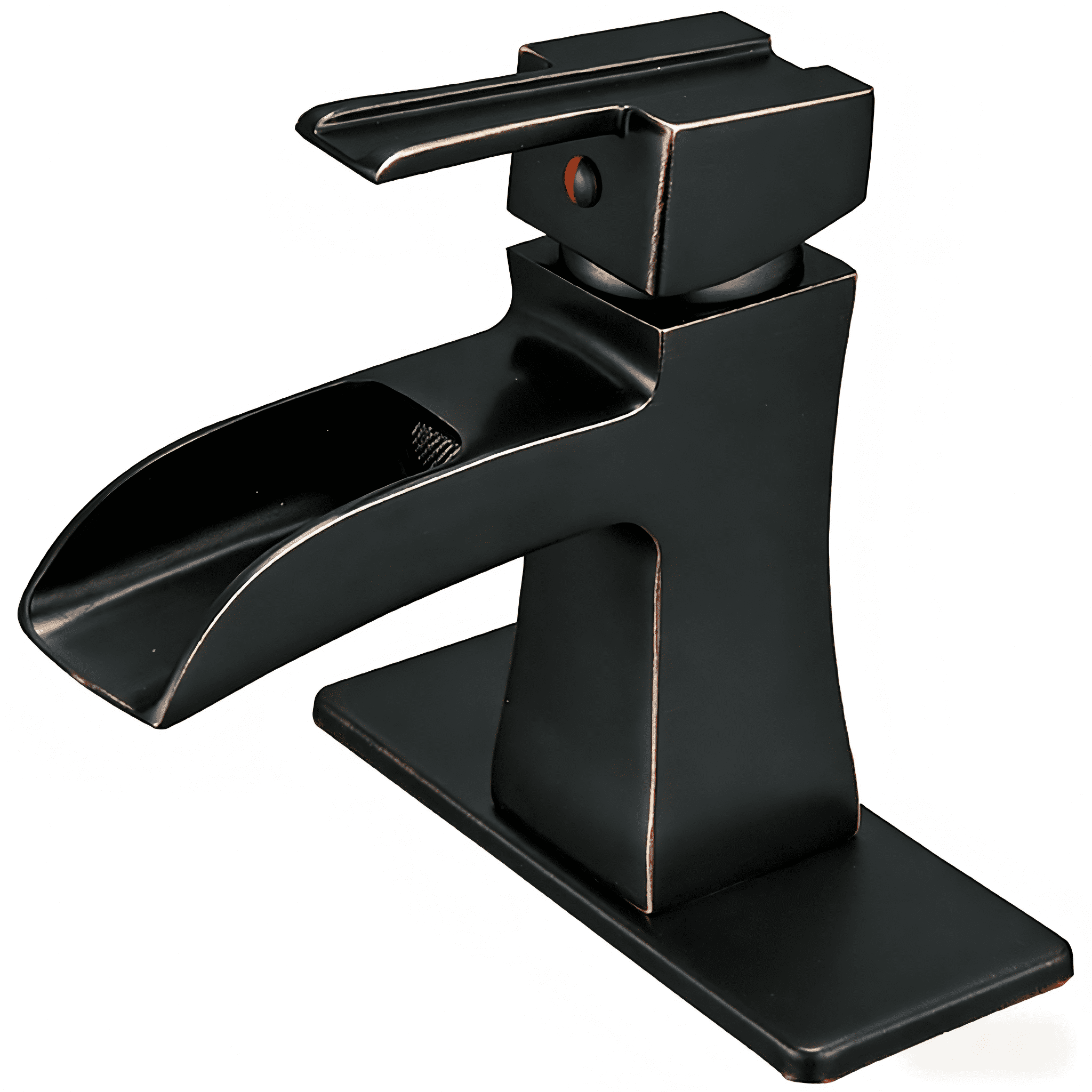 BWE Oil Rubbed Bronze Bathroom Faucet with Pop Up Drain Stopper Overflow Assembly and Supply Hose Bath Waterfall Single Hole Handle Farmhouse Bathroom Sink Faucet Lavatory Mixer Tap