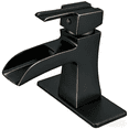 thumbnail image 1 of BWE Oil Rubbed Bronze Bathroom Faucet with Pop Up Drain Stopper Overflow Assembly and Supply Hose Bath Waterfall Single Hole Handle Farmhouse Bathroom Sink Faucet Lavatory Mixer Tap, 1 of 10