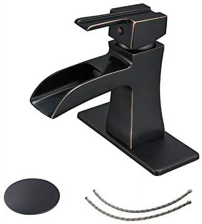 Oil Rubbed Bronze Waterfall Single Handle Bathroom Faucet with Drain Assembly