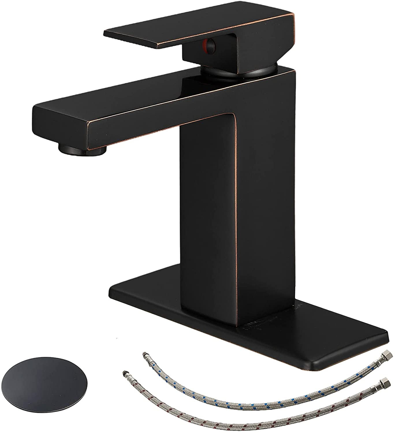 Oil-Rubbed Bronze Single-Handle Low-Arc Bathroom Faucet with Pop-Up Drain