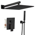 thumbnail image 1 of BWE Oil Rubbed Bronze Shower Faucet 10 Inch Square Luxury Rain Mixer Shower System Sets Complete 2-Functions Pressure Balancing Wall Mount Rainfall Rough-in Valve Body and Trim Included, 1 of 8
