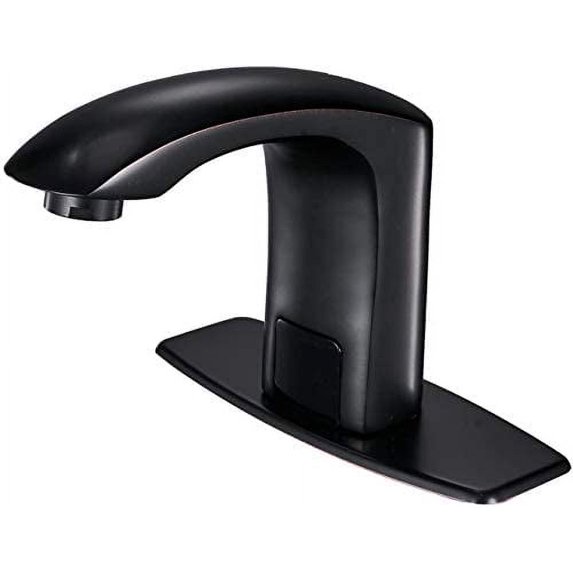 BWE Oil Rubbed Bronze Touchless Bathroom Faucet Automatic Sensor Hole Cover Plate Hands Free Bathroom Sink Water Tap with Control Box and Temperature Mixer Vanity Faucet Commercial