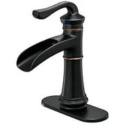 BWE Oil Rubbed Bronze Waterfall Single Hole One Handle Commercial Bathroom Sink Faucet Lavatory Faucets Deck Mount