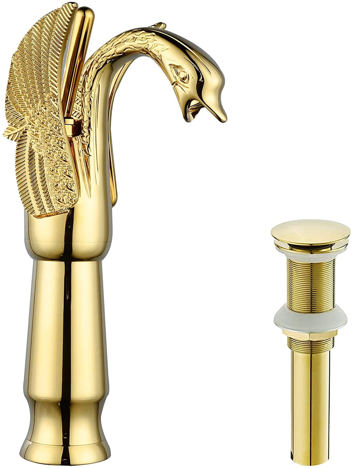 Polished Gold Swan Single Handle Vessel Sink Faucet