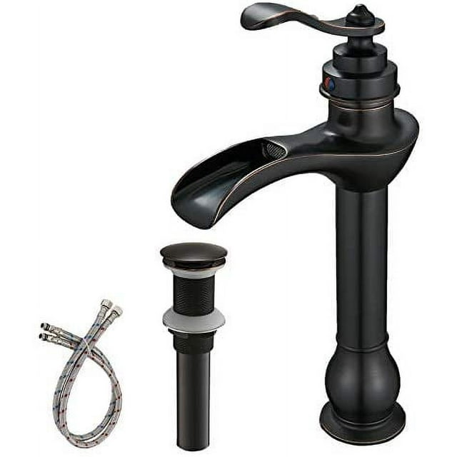 BWE Vessel Sink Faucet with Drain Assembly and Supply Hose LeadFree SingleHandle Single Hole