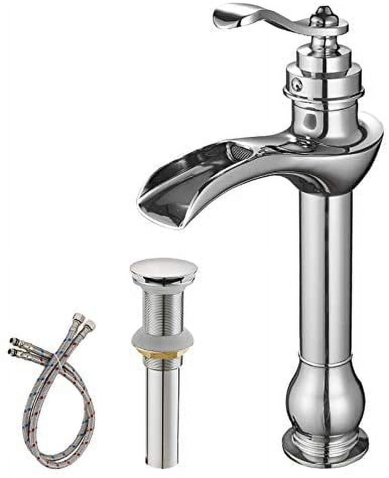 BWE Vessel Sink Faucet with Drain Assembly and Supply Hose LeadFree SingleHandle Single Hole