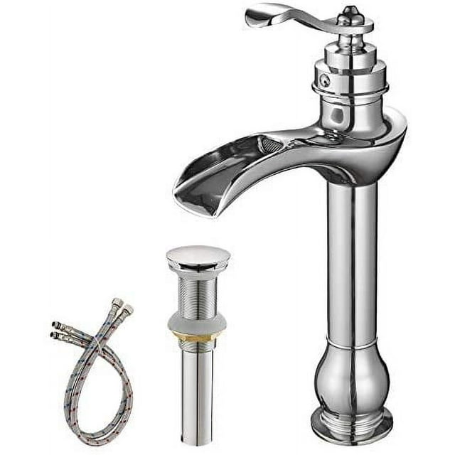 BWE Vessel Sink Faucet with Drain Assembly and Supply Hose LeadFree SingleHandle Single Hole