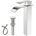 thumbnail image 1 of BWE Vessel Sink Faucet Modern Waterfall Chrome Single Hole Bathroom Faucet Single Handle with Pop up Drain Without Overflow Assembly Vanity Basin Bath Sink Faucets Mixer Tap Lead-Free, 1 of 9