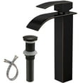 thumbnail image 1 of BWE Vessel Sink Faucet Modern Waterfall Oil Rubbed Bronze Single Hole Bathroom Faucet Single Handle with Pop up Drain Without Overflow Assembly Vanity Basin Bath Sink Faucets Mixer Tap, 1 of 8
