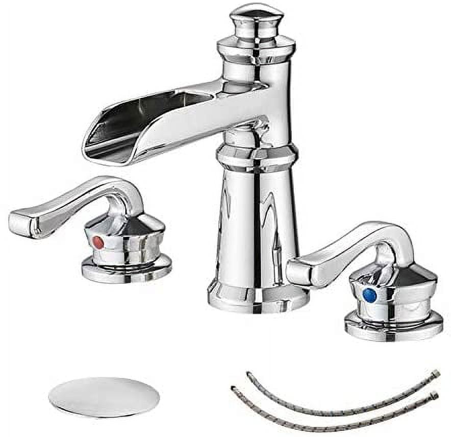 Polished Chrome Waterfall Widespread 2-Handle Bathroom Faucet