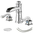 thumbnail image 1 of BWE Waterfall 8-16 Inch 3 Holes Two Handle Polished Chrome Widespread Commercial Bathroom Sink Faucet, 1 of 9