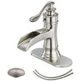 thumbnail image 1 of BWE Waterfall Brushed Nickel Bathroom Sink Faucet Single Handle One Hole Deck Mount Lavatory Commercial, 1 of 9