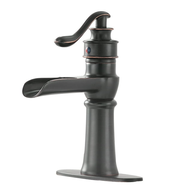 BWE Waterfall Oil Rubbed Bronze Bathroom Sink Faucet Single Handle One Hole