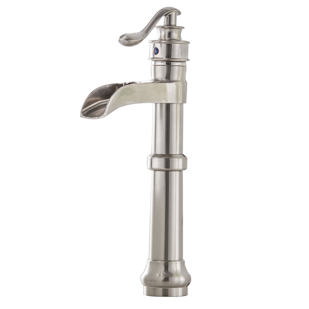 Brushed Nickel Waterfall Spout Single Handle Vessel Faucet