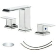 thumbnail image 1 of BWE Waterfall Widespread Bathroom Faucet Chrome 3 Holes with Pop Up Drain Stopper with Overflow and Supply Line Lead-Free 2-Handle Bath Lavatory Vanity Sink Mixer Tap Square, 1 of 21