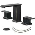 thumbnail image 1 of BWE Waterfall Widespread Bathroom Faucet Oil Rubbed Bronze 3 Holes with Pop Up Drain Stopper with Overflow and Supply Line Lead-Free 2-Handle Bath Lavatory Vanity Sink Mixer Tap Square, 1 of 23