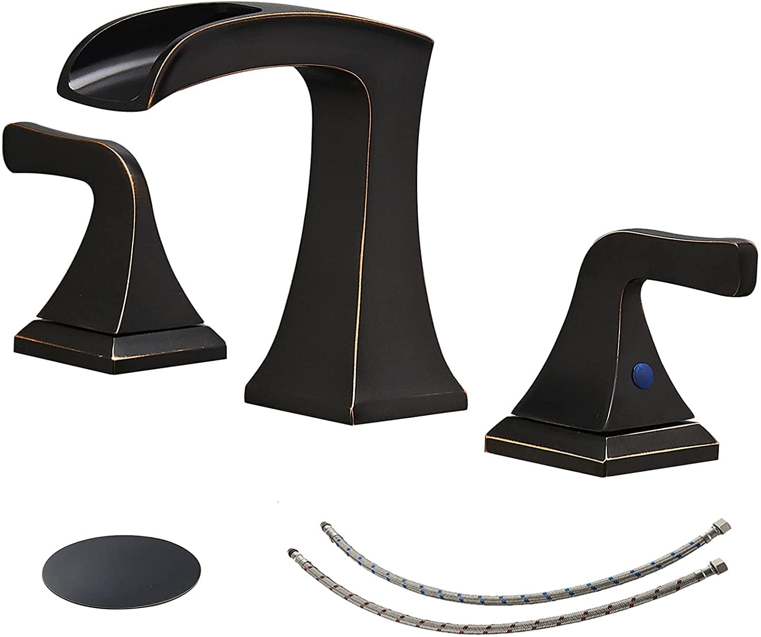 Oil-Rubbed Bronze 8-Inch Widespread Waterfall Bathroom Faucet