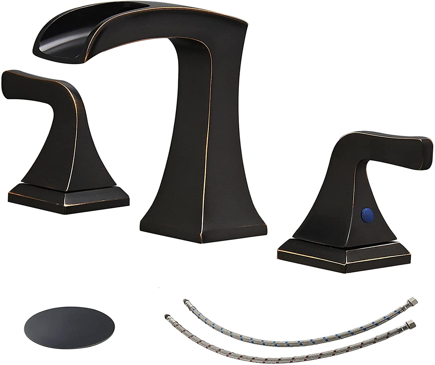 Oil-Rubbed Bronze 8-Inch Widespread Waterfall Bathroom Faucet