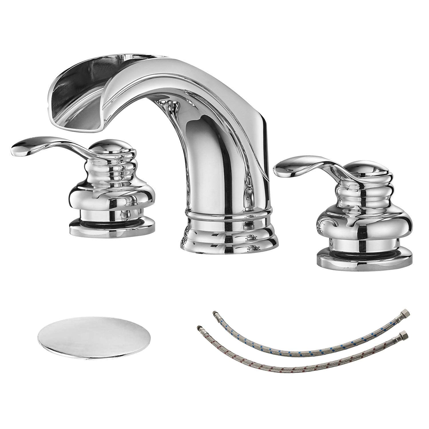 Chrome Polished 8-Inch Waterfall Widespread Bathroom Faucet