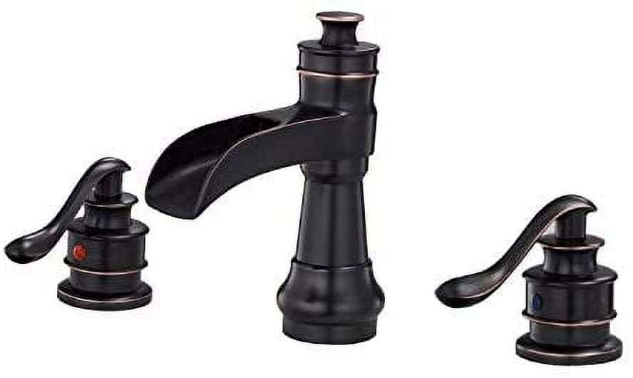 Oil-Rubbed Bronze 8-Inch Waterfall Widespread 2-Handle Bathroom Faucet