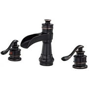 BWE Widespread Bathroom Faucet with Supply Line 2-Handle 3 Hole 8 Inch Waterfall Faucet Oil Rubbed Bronze Lavatory Sink Mixer Tap Lead-Free