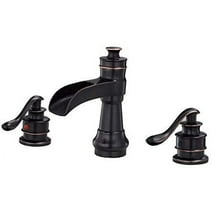 BWE Widespread Bathroom Faucet with Supply Line 2-Handle 3 Hole 8 Inch Waterfall Faucet Oil Rubbed Bronze Lavatory Sink Mixer Tap Lead-Free