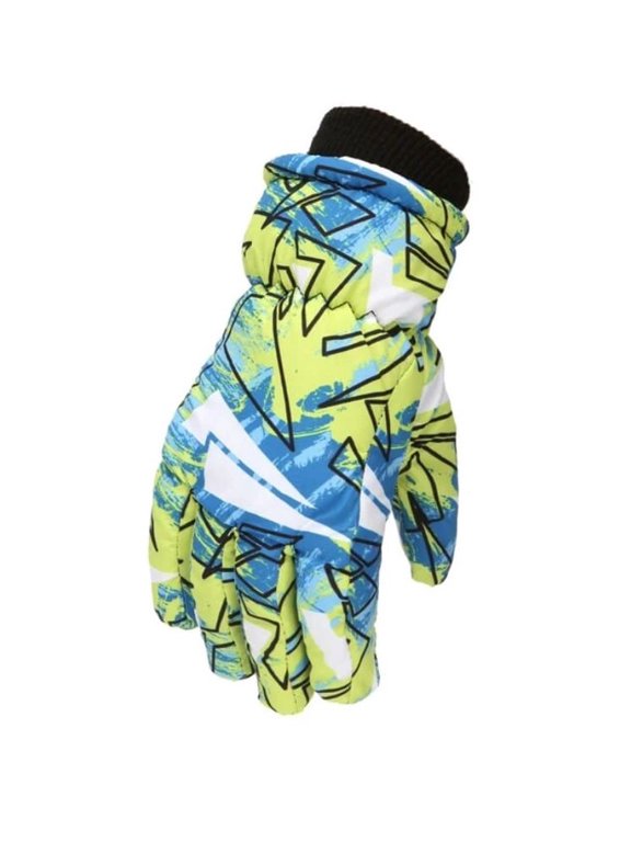 BWG47 - 1 pair - Blue Neon Snow Winter Gloves - Ages 3-7(XS) - Waterproof - Non-Slip