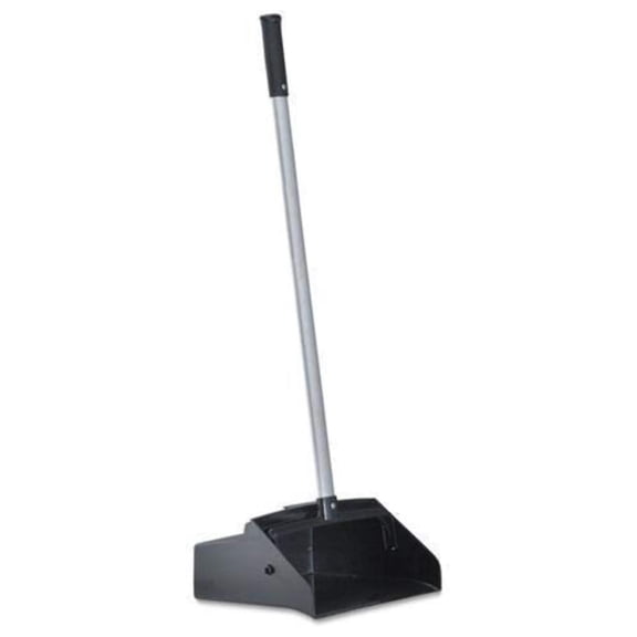 BWK02600 Lobby Dust Pan, Plastic/aluminum, 11 3/4 Wide, 34 Handle, Black/silver