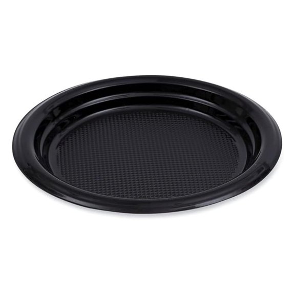 BWKPLTHIPS6BL 6 in. Diameter Hi-Impact Plastic Dinnerware Plate - Black (1000/Carton)