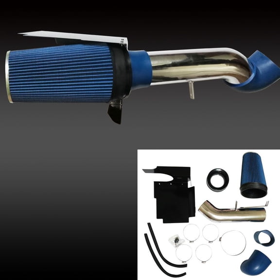 BX-CAIK-02 Cold Air Intake Kit for GMC Sierra & Chevy Silverado 1500 2500 3500 4.8L 5.3L 6.0L V8 Engine, Blue Anodized Aluminum Intake System for Improved Acceleration