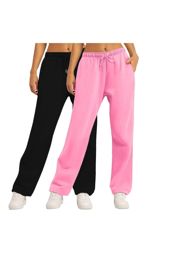 2 Pack Sweatpants Women, Womens Loose Fit Fleece Sweatpants, Casual Baggy Jogger Pants for Women Today Sales Pink,S