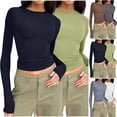 thumbnail image 1 of BXINGOHAI 2 Pack Women Crewneck Slim Fitted Short Sleeve T Shirts Cute Stretchy Basic Tee Tops White,XS, 1 of 3