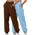 thumbnail image 1 of BXINGOHAI 2 Pack Women's Fleece Joggers Sweatpants Lounge High Waist Track Pants Outdoor Running Workout Sweatpant With Pockets Drawstring Today Sales Brown,XL, 1 of 6
