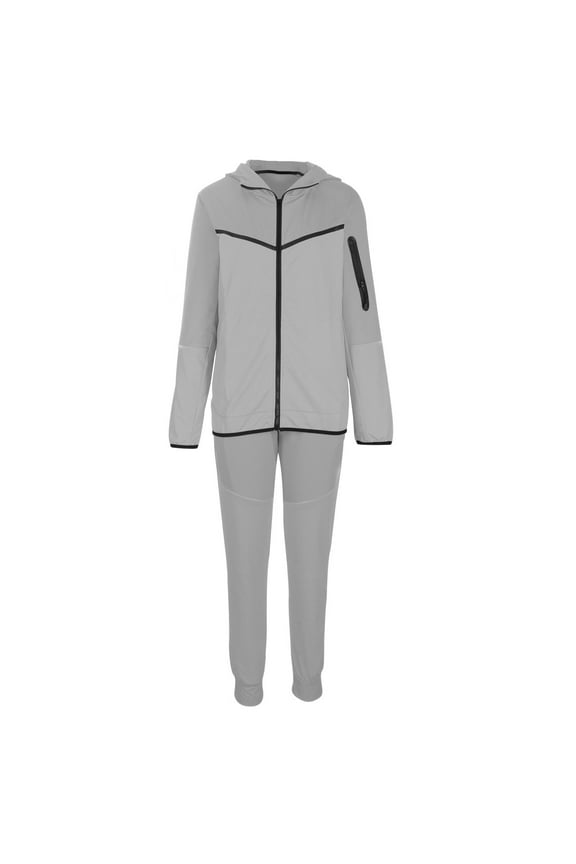 2 Pieces Sweatsuits For Men Cotton Breathable Tracksuit Patchwork Full Zip Up Hoodies Sweatshirts And Elastic Waist Sweatpants Match Set Athletic Running Sports Outfits Gray,XXL