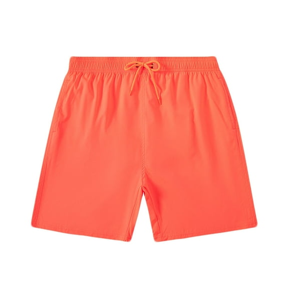 BXINGOHAI 2024 Beach Surfing Shorts For Men Drawstring Quick-Dry Loose Shorts Solid Color Elastic Waist With Pocket Shorts Summer Casual Swimming Shorts Fall Savings Orange,M