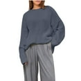 thumbnail image 1 of BXINGOHAI 2024 New Product Clearance锛?Sweaters for Women Solid Color Crewneck Pullerover Tops Fall Winter Fashion Sweater Today Sales Gray,XL, 1 of 3