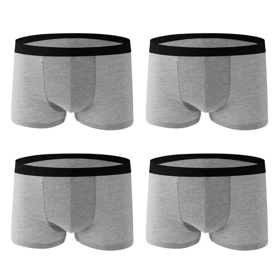 BXINGOHAI 4Pc Underwear for Men Leg Trunks Soft Short Breathable Elastic Waistband Boxers Briefs Silver,L