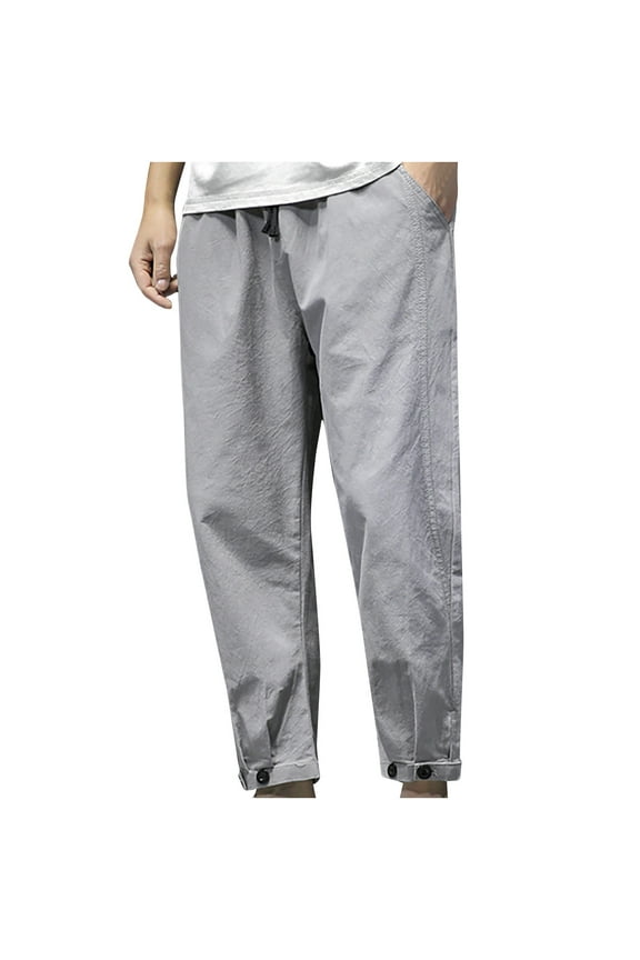 Ankle Length Pants For Men Big And Tall Jogging Pants Resistant Elastic Waistband Pants 2024 Outdoor Sport Workout Pants With Drawstring Gray,L