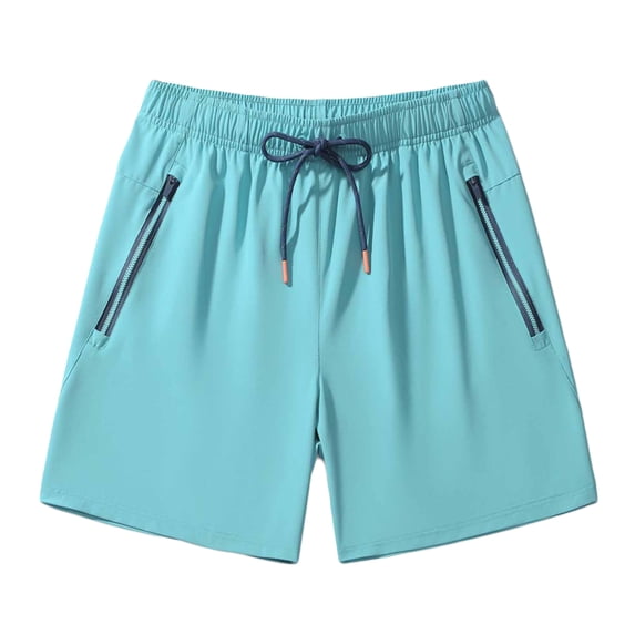 BXINGOHAI Athletic Shorts Men Medium Weight Men's Cargo Shorts Elastic Waist Slim fit Cotton Casual Outdoor Lightweight Work Shorts with Multi Pockets Sky Blue,XXL
