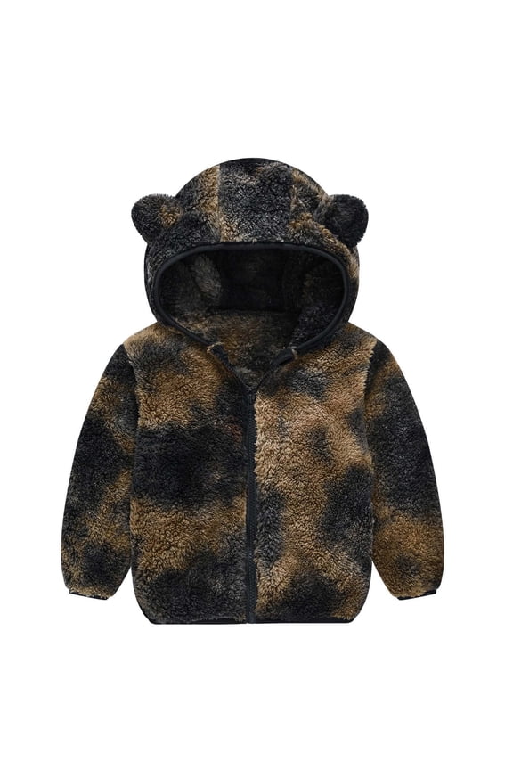 Baby Girl Boy Winter Coats Plush Cute Bear Ears Hooded Fleece Thick Jacket Toddler Infant Cardigan Outwear Today Brown,18 Months