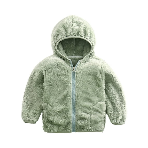 BXINGOHAI Baby Toddler Girls Boys Fleece Hoody Jacket Zip Up Teddy Coat Shape Warm Winter Outwear Fall Winter Thick Hoodie Coats Today Sales Green,5-6 Years