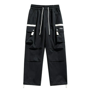 BXINGOHAI Big and Tall Cargo Pants for Men Drawstring Work Pants Solid Workout Pants Casual Outdoor Running Long Pants With 4 Pockets Today Sales Black,XXXXXXXL