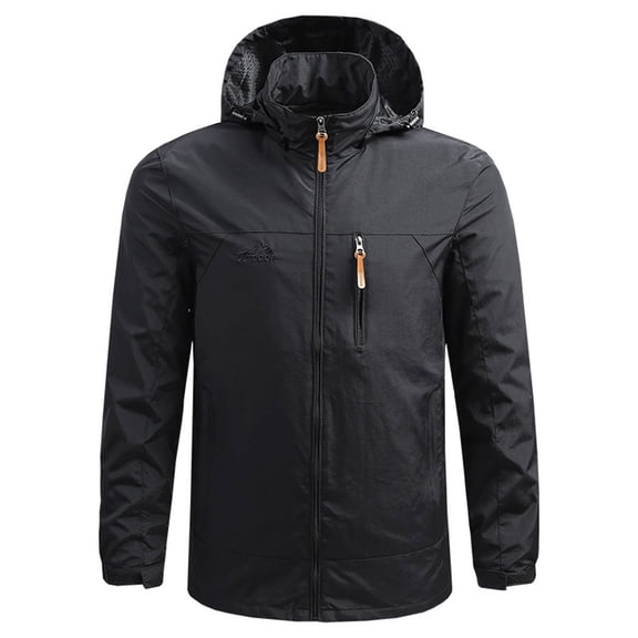 BXINGOHAI Big And Tall Hoodie Jackets for Men Full Zip Up Windbreaker Jacket Solid Long Sleeve Coats Outdoor Hiking Travel Outwear Black,XXXXL