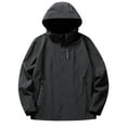 thumbnail image 1 of BXINGOHAI Big And Tall Jackets Full Zip Long Sleeved Hooded Jacket Zip Pockets Windbreaker Coat Outdoor Hiking Mountain Outwear Black,XXL, 1 of 5