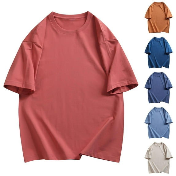 BXINGOHAI Big and Tall Men's Casual Solid Color Short Sleeved Round Neck Top Short Sleeve Round-Neck Blouses Navy,XL