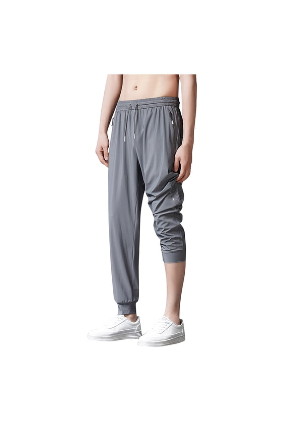 Big and Tall Pants for Men Quick Dry Pants Elastic Waist Drawstring Pants Outdoor Athletic Jogging Pants With Pockets Today Sales Gray,M