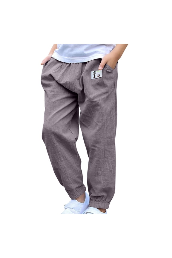 Boys Sweatpants Printed Casual Elastic Waist Long Pants Athletic Jogging Sweatpants With Pockets Kids Clothes under 5 Gray,7 Years