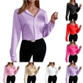 thumbnail image 1 of BXINGOHAI Button Down Dress Shirts for Women Long Sleeve Shirts Solid Work Business Formal Button Up Shirt Black M, 1 of 7
